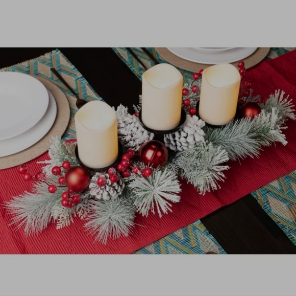 Glitzhome Pinecone Tabletop Candelabrum Candle Holder Centerpiece Flocked - Picture 2 of 6